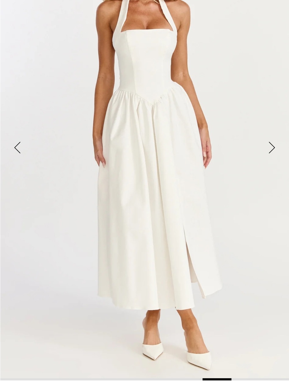 Showpo Cream Halter Midi Dress